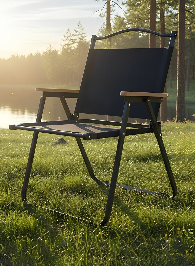 M-Smart 3-piece camping set | Portable Folding Camping Table with Carrying Bag Size 60x51x53cm, with 2 Folding Chairs with Metal Frame and Armrest - Black - Image 2